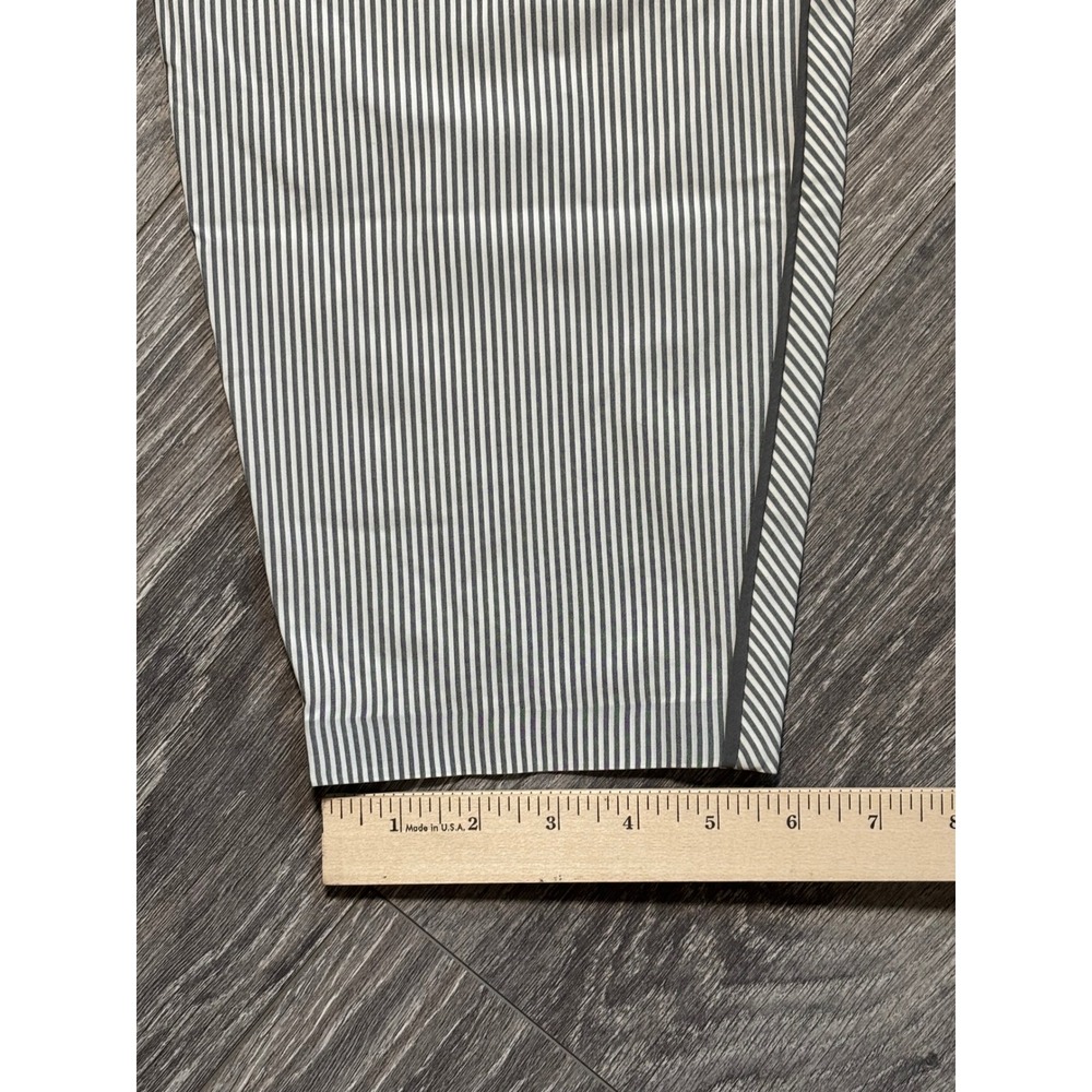 Athleta Brooklyn Textured Ankle Pant White Grey Stripe 12P Petite Pinstripe - Picture 12 of 13